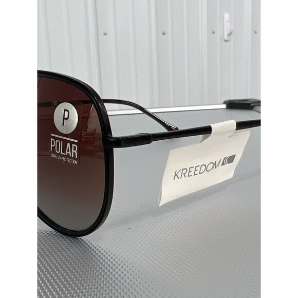 Kreedom Polarized Aviator Sunglasses UV Protection Tortoise Shell Arms Brown NEW - Picture 2 of 6